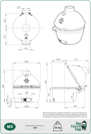 Угольный гриль керамический Big Green Egg MiniMax, решетка 33 см