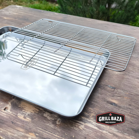 Многофункциональный поддон аксессуар для печи с решёткой Grillbaza, нержавеющая сталь