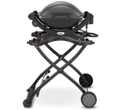 Электрический гриль барбекю Weber Q-1400 темно-серый с подставкой-тележкой для гриль кухни