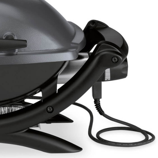Электрический гриль барбекю Weber Q-1400 темно-серый с подставкой-тележкой для гриль кухни
