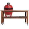 Керамический гриль барбекю Kamado Joe red Classic II со столом из дуба
